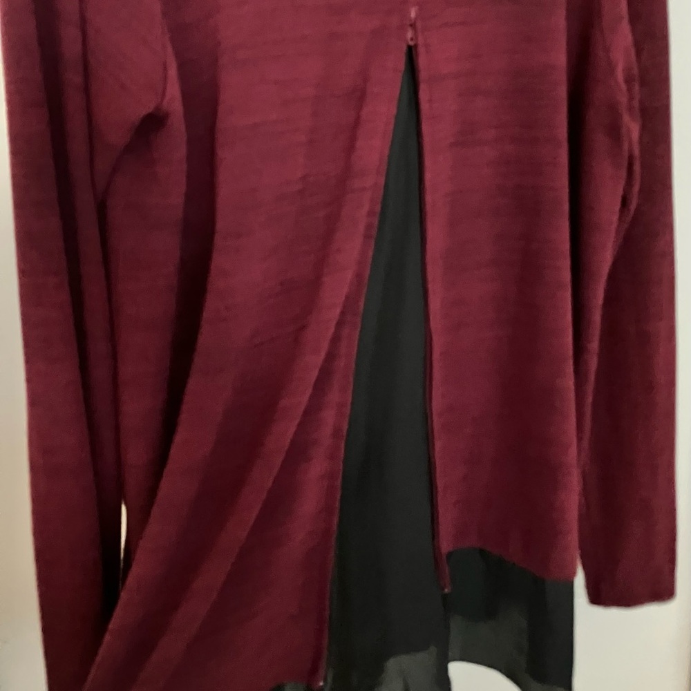 Lili’s Closet Tunic With Chiffon Hem Wine Heather Size L - Picture 7 of 10